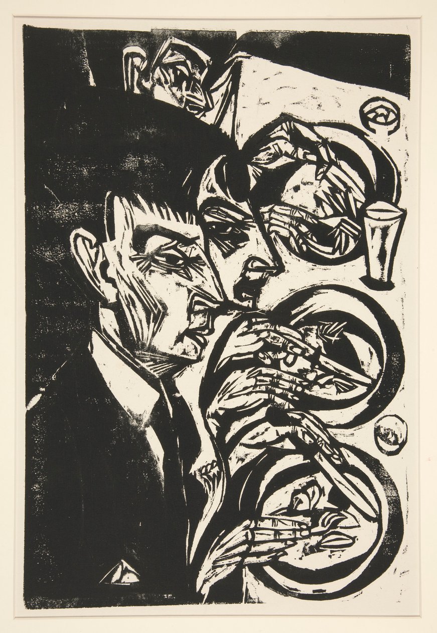 Nervoese beim Diner (Nervøse mennesker til middag) af Ernst Ludwig Kirchner