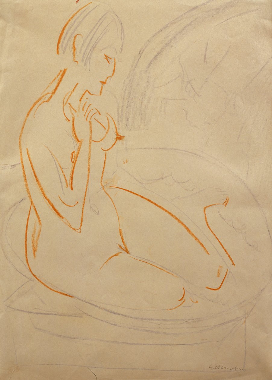 Nøgen; Akt, af Ernst Ludwig Kirchner