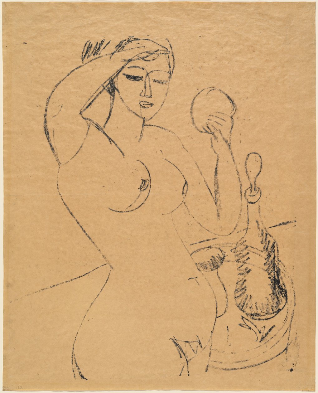 Nøgen pige ved sit toilet af Ernst Ludwig Kirchner