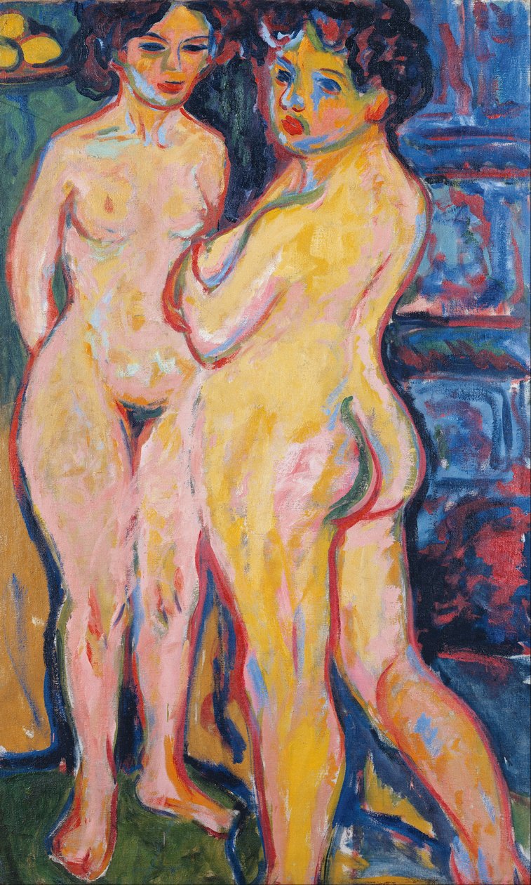 Nøgenbilleder stående ved komfur, 1908 af Ernst Ludwig Kirchner