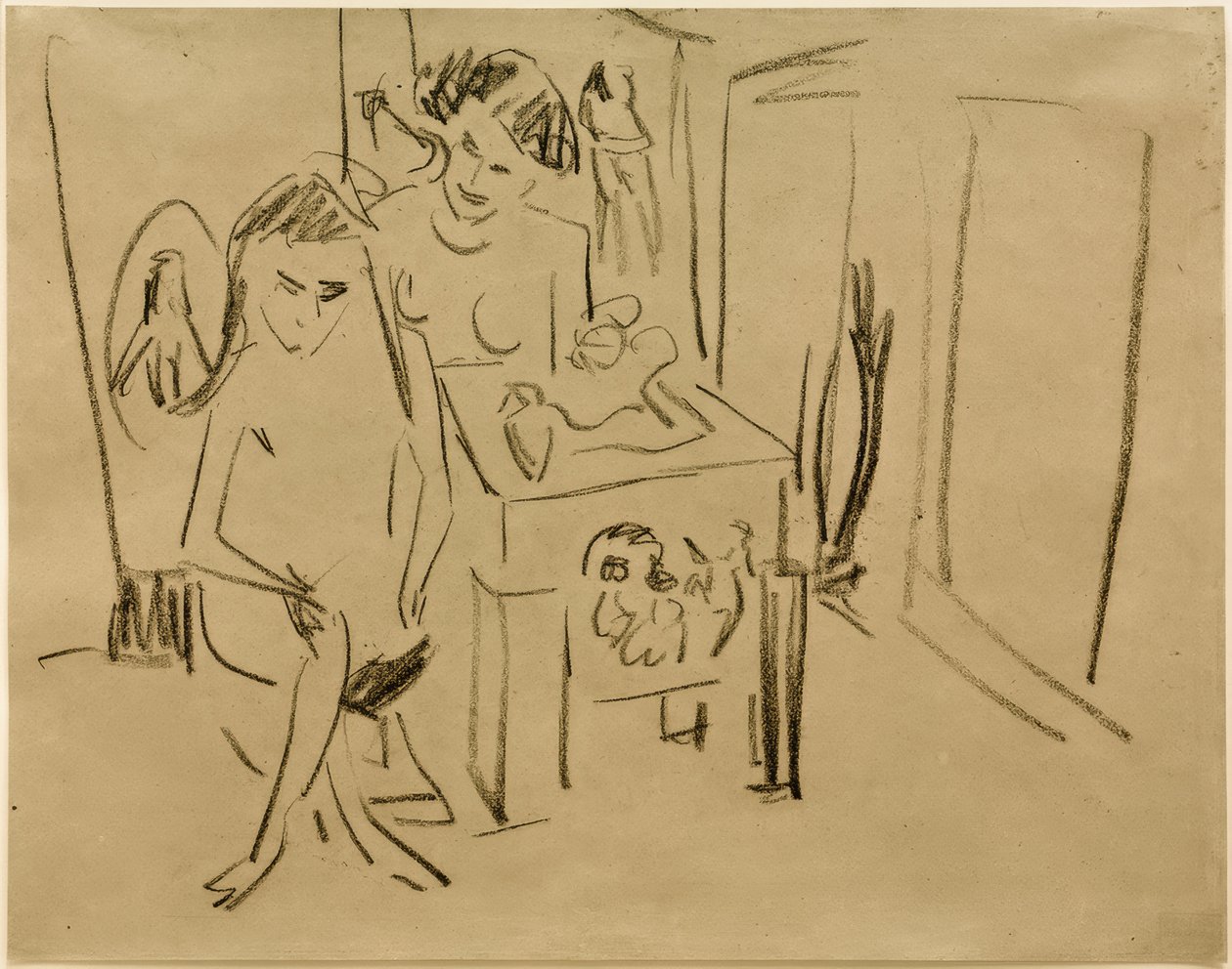 Uden titel (Dodo og Fränzi i studiet) af Ernst Ludwig Kirchner