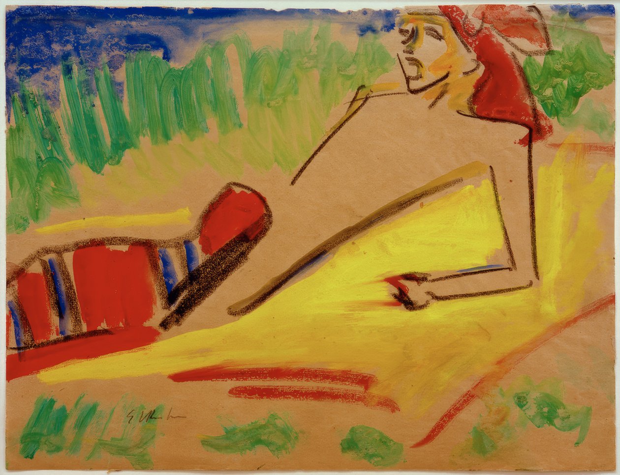 Uden titel (Fränzi, liggende ved vandet) af Ernst Ludwig Kirchner