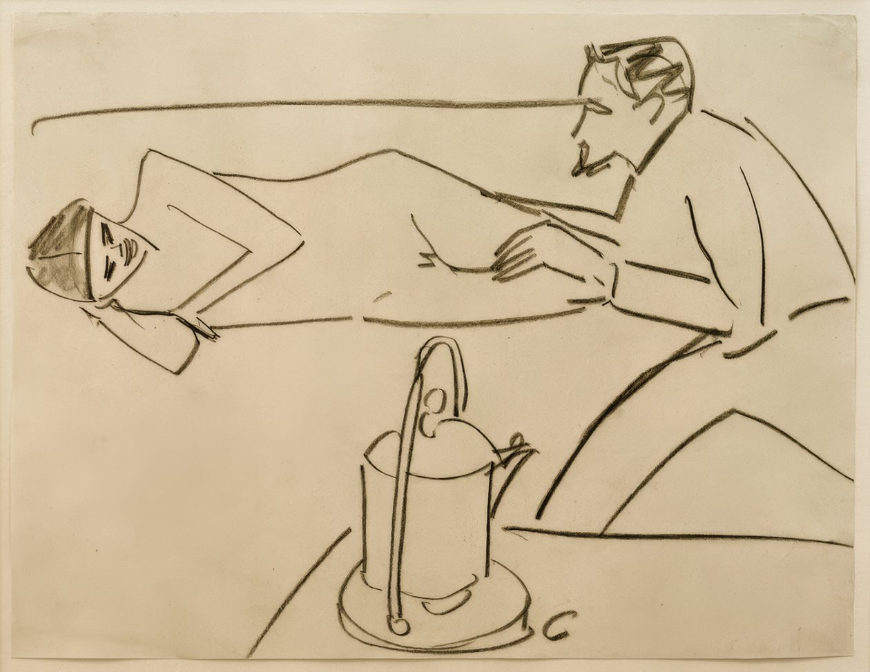 Uden titel (Liegende Fränzi i samtale med Erich Heckel) af Ernst Ludwig Kirchner