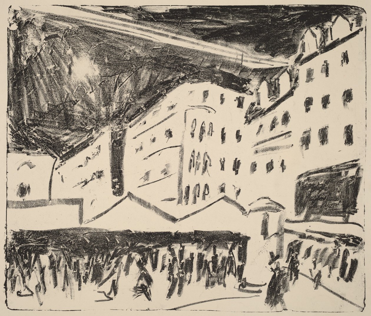Altmarkt i Dresden med en markedsdag (Der Altmarkt in Dresden mit Jahrmarkt) af Ernst Ludwig Kirchner