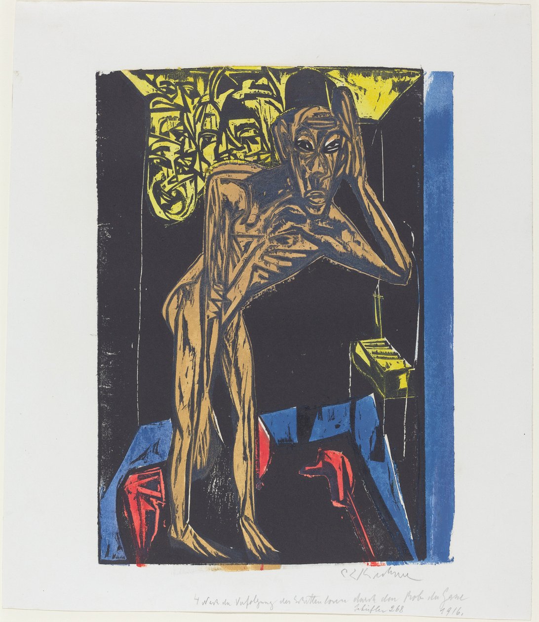 Peter Schlemihls vidunderlige historie: Schlemihl i ensomheden på sit værelse af Ernst Ludwig Kirchner