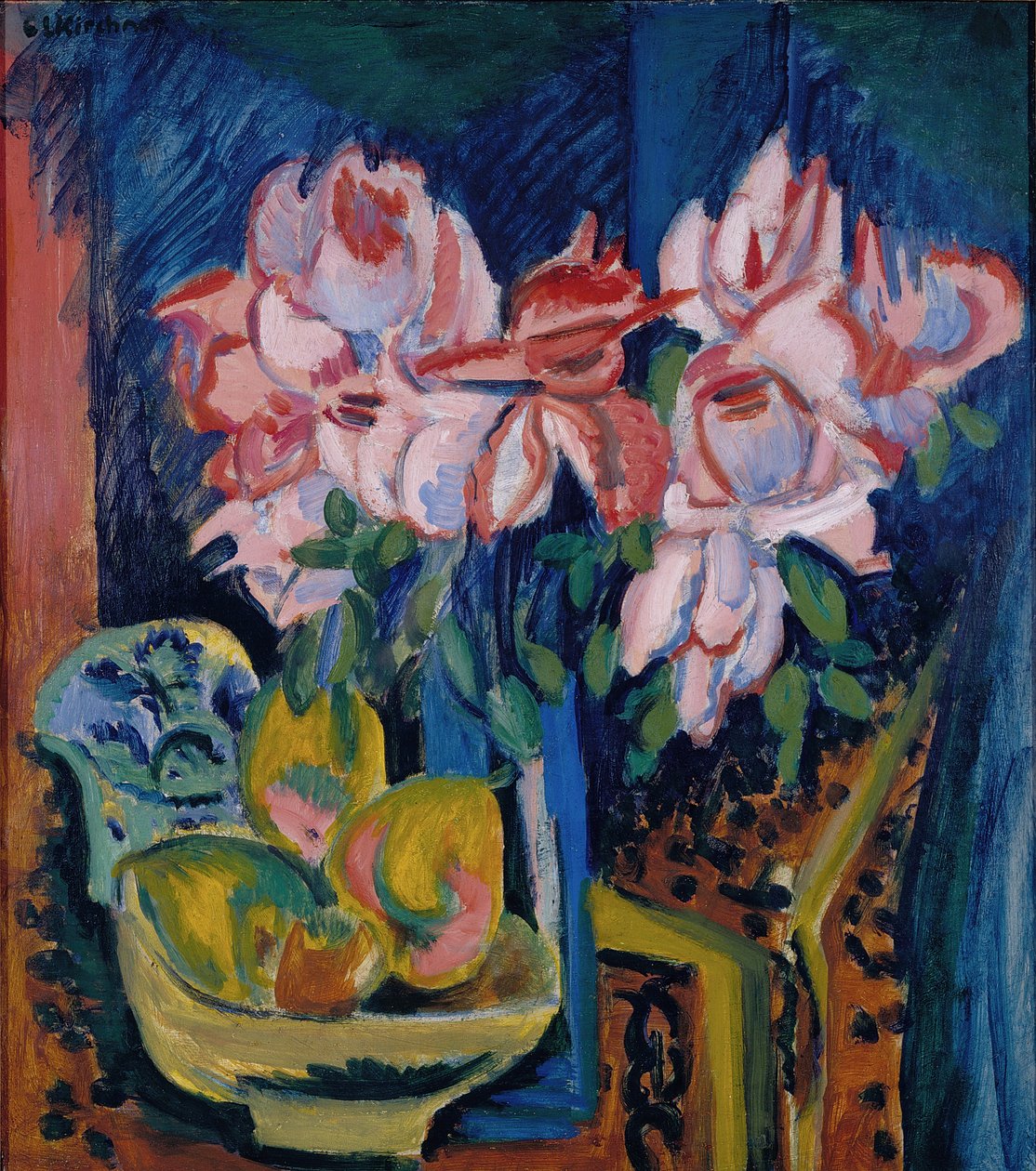 Lyserøde roser af Ernst Ludwig Kirchner