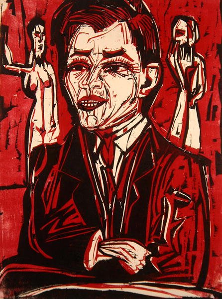 Portræt af Dr. Grohmann (farvetræsnit) af Ernst Ludwig Kirchner