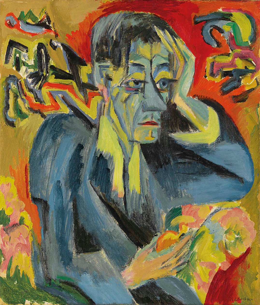 Portræt af digteren Leonhard Frank, 1917. af Ernst Ludwig Kirchner