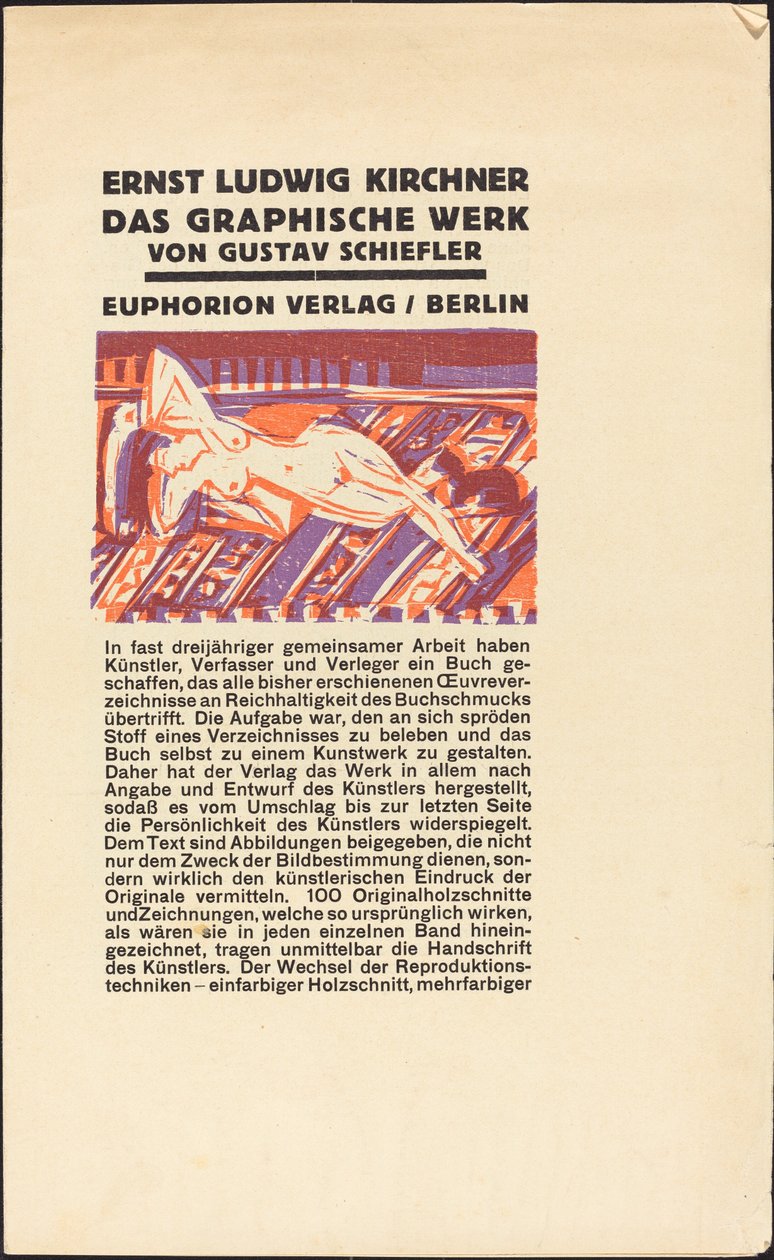 Liggende nøgen med kat af Ernst Ludwig Kirchner