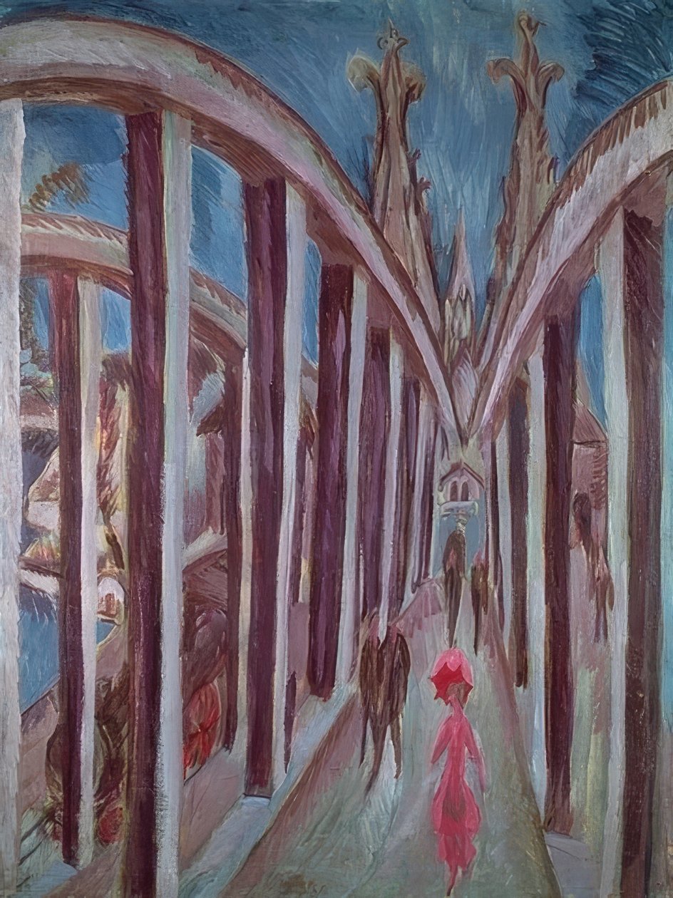 Rhinbroen nær Köln. 1914 af Ernst Ludwig Kirchner