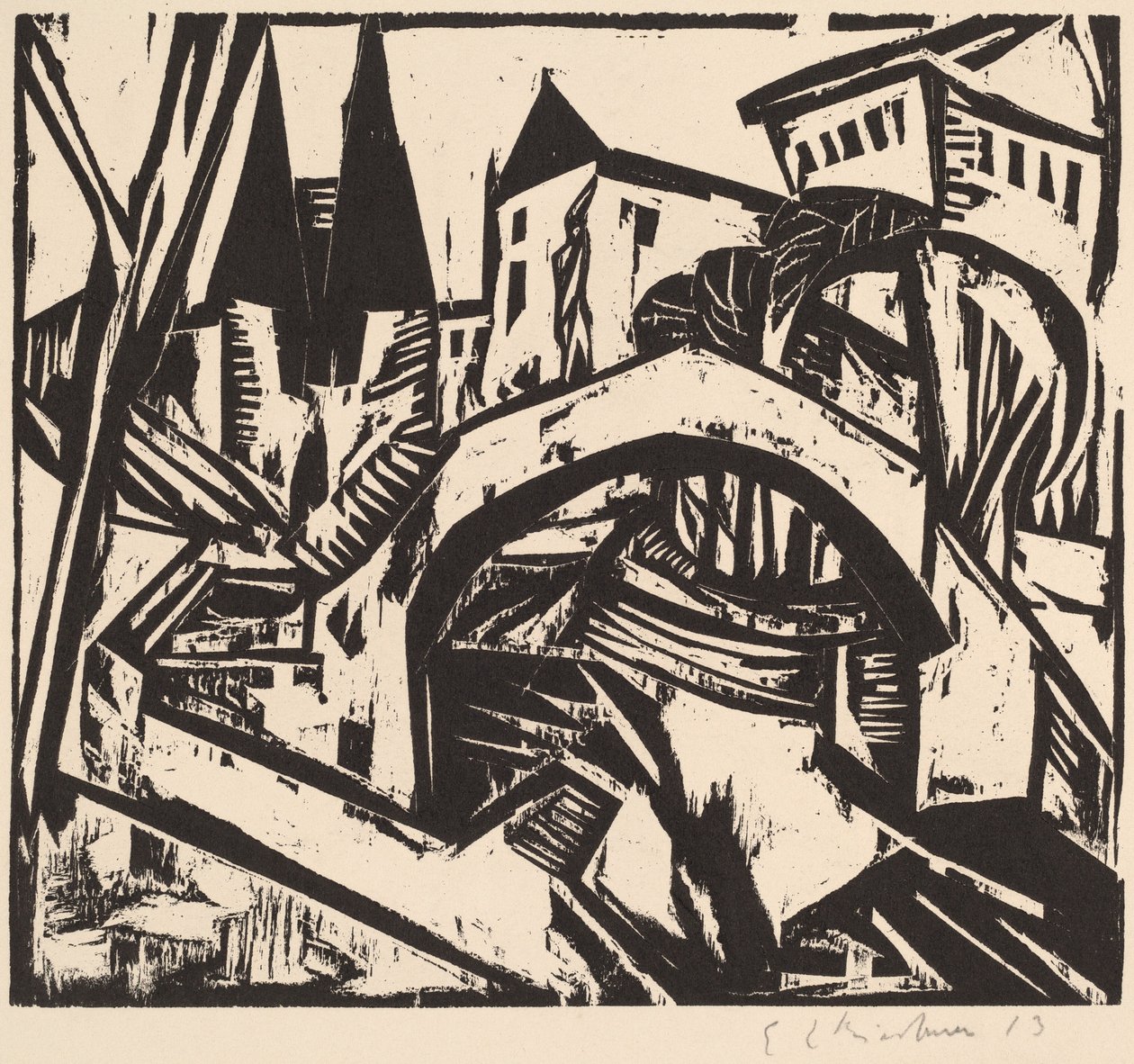 Flodbredden ved Elisabeth (Berlin) af Ernst Ludwig Kirchner