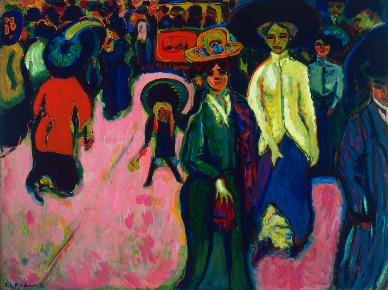Street, Dresden (Tyskland). Maleri af Ernst Ludwig Kirchner (1880-1938), olie på lærred af Ernst Ludwig Kirchner