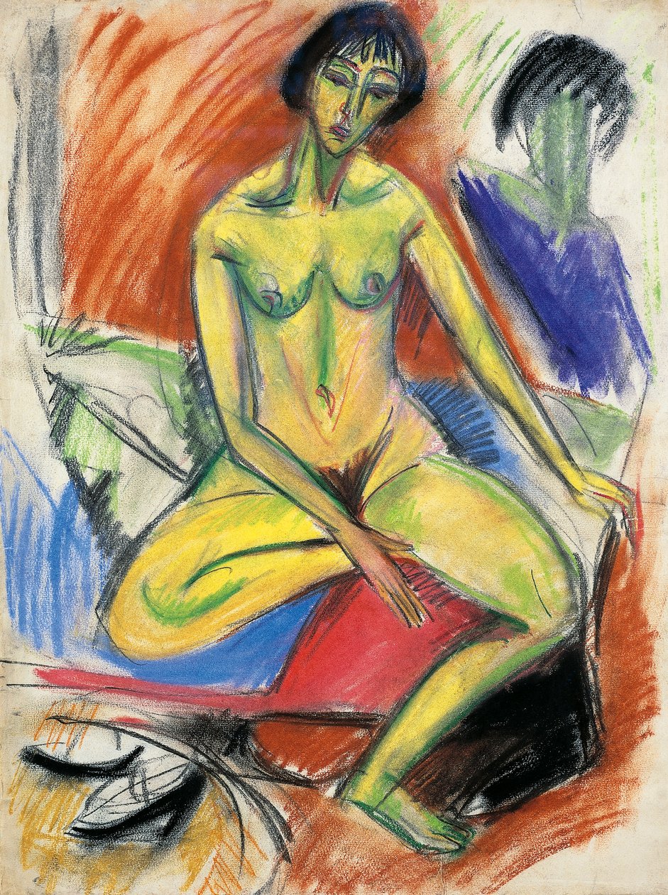 Siddende nøgen kvinde af Ernst Ludwig Kirchner
