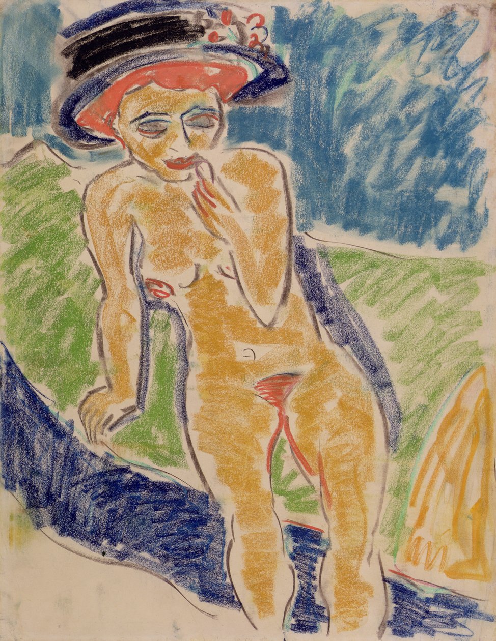 Siddende nøgen kvinde af Ernst Ludwig Kirchner