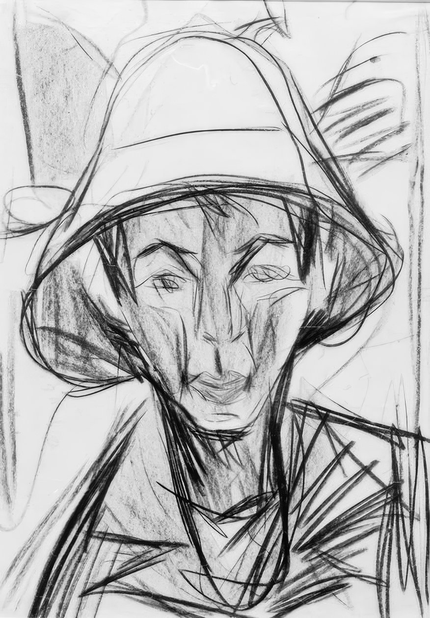 Selvportræt med en hyrdehat af Ernst Ludwig Kirchner