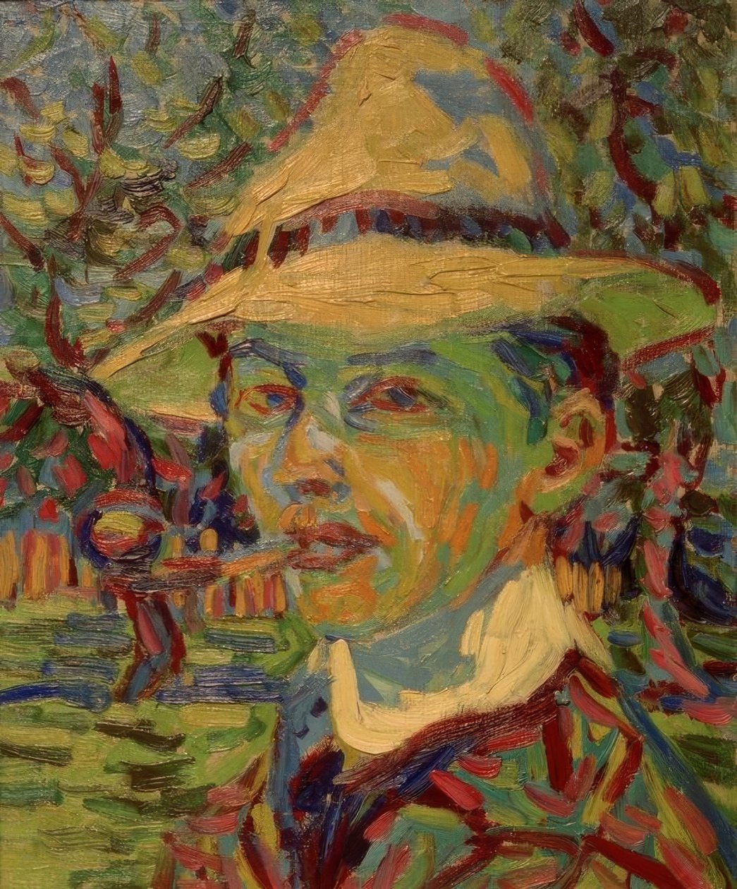 Selvportræt med pibe af Ernst Ludwig Kirchner