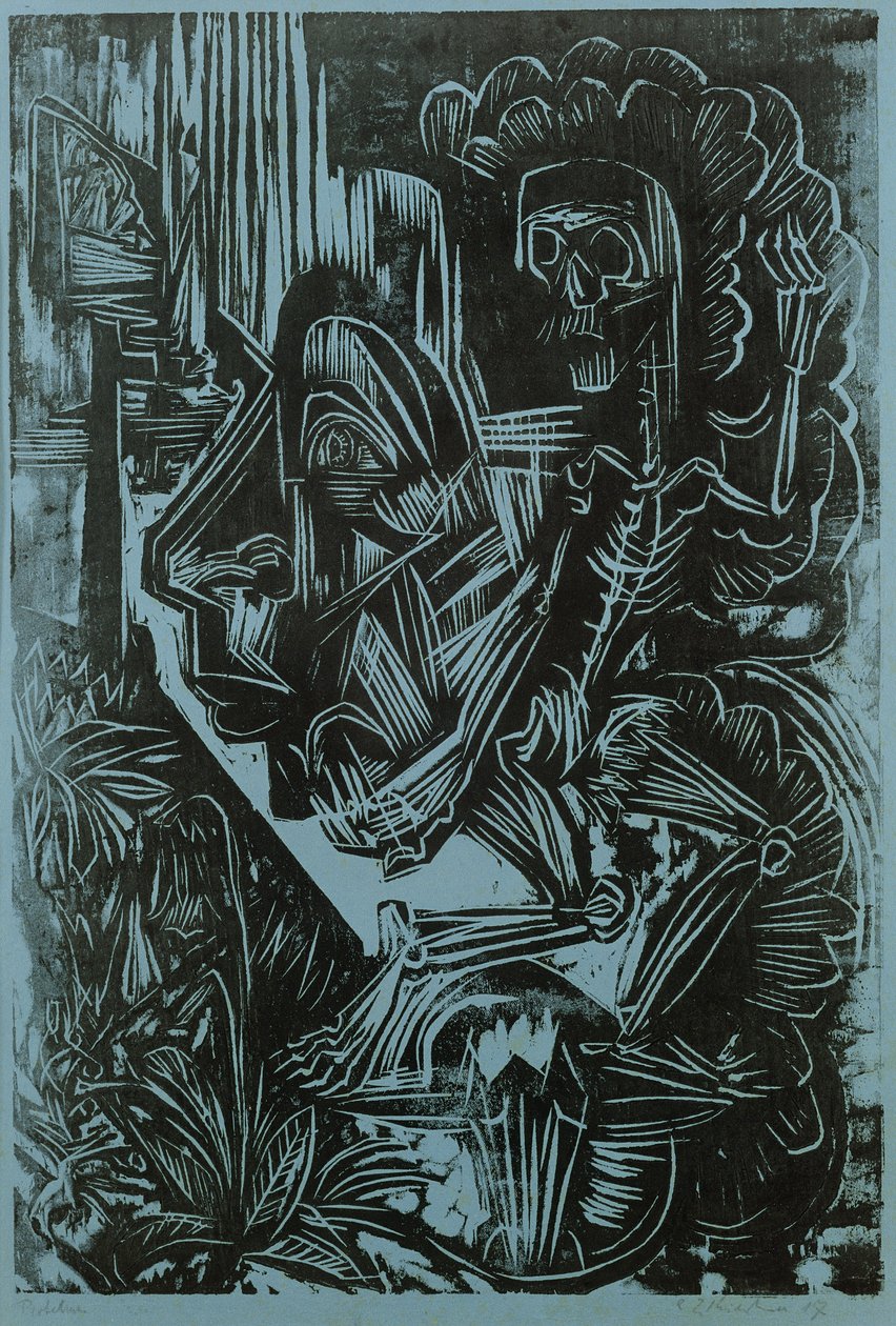 Selvportræt med dødsdans, 1917 af Ernst Ludwig Kirchner