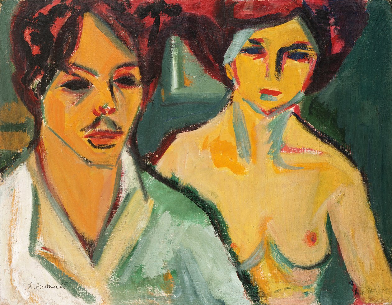 Selvportræt med model, 1905 af Ernst Ludwig Kirchner