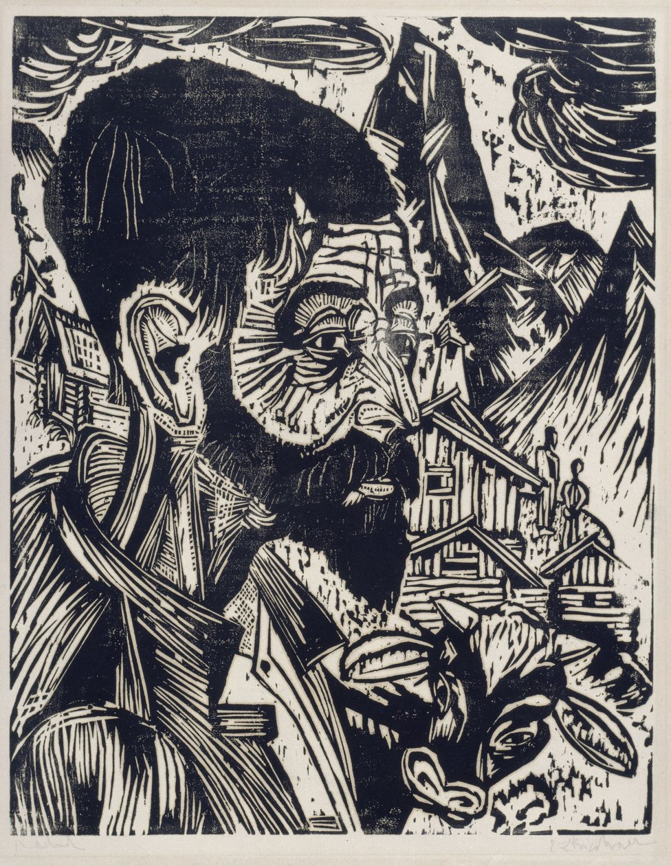 Hoved af en alpehyrde (Martin Schmid) af Ernst Ludwig Kirchner