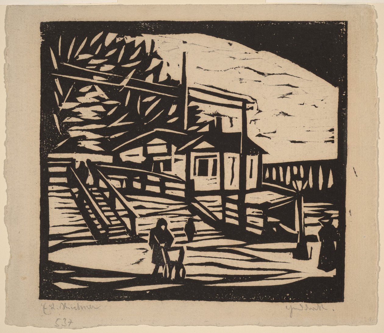 Skur på Elbens bred af Ernst Ludwig Kirchner