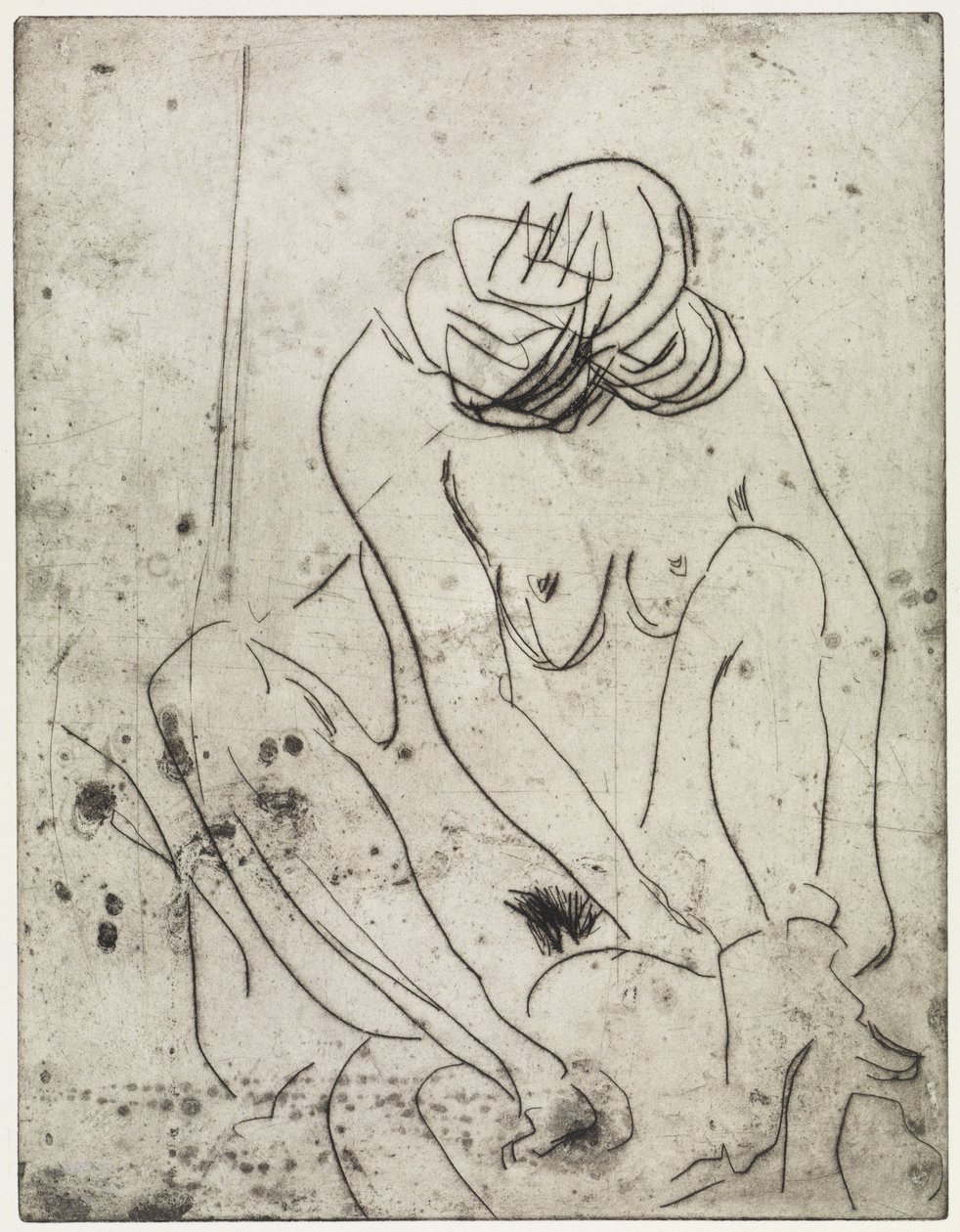 En pige, der tørrer sig/To kvinder, der bader af Ernst Ludwig Kirchner
