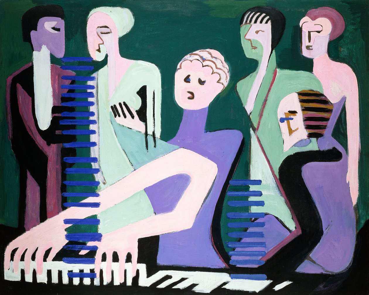 Sanger på klaver (pianist) af Ernst Ludwig Kirchner