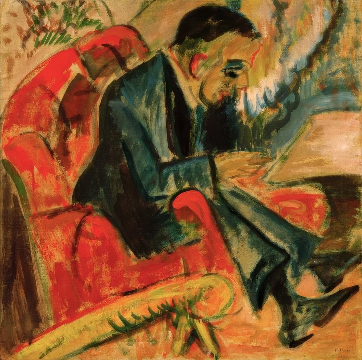 Siddende mand på parkbænk af Ernst Ludwig Kirchner