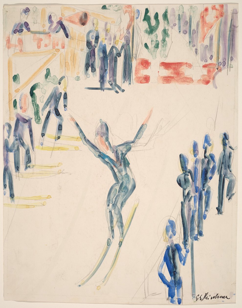 Skispringer af Ernst Ludwig Kirchner
