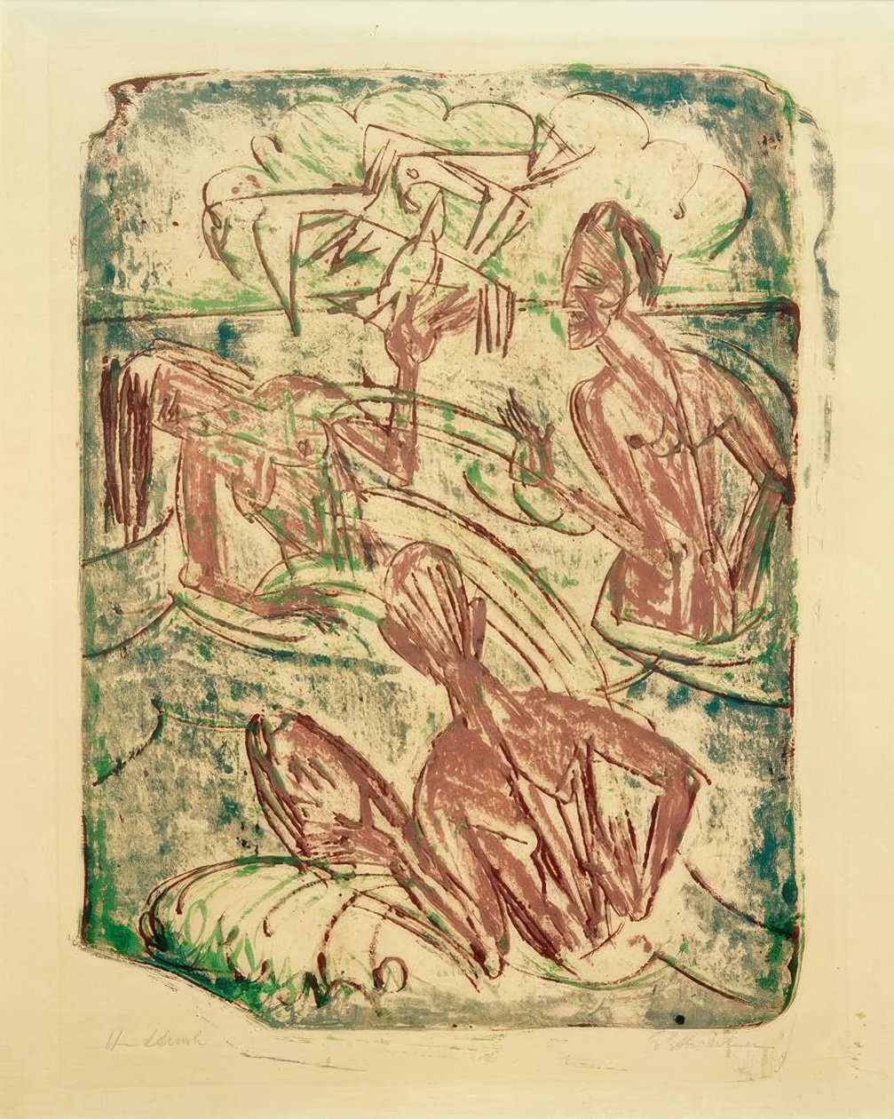 Spritzende Badende af Ernst Ludwig Kirchner