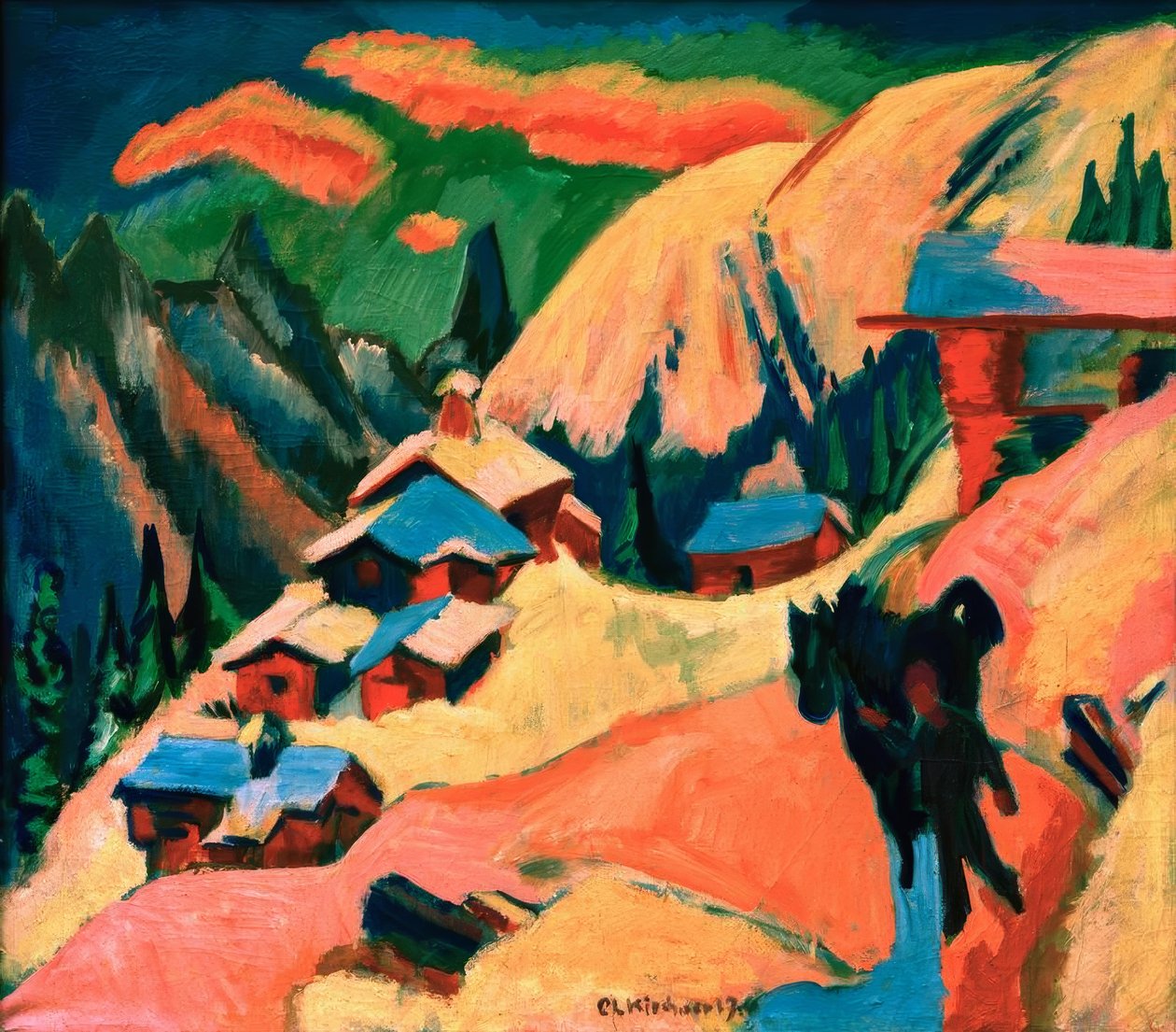 Stafelalp i sneen af Ernst Ludwig Kirchner