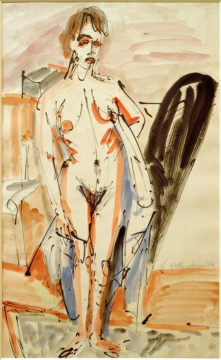 Stående nøgen (stående nøgen kvinde) af Ernst Ludwig Kirchner