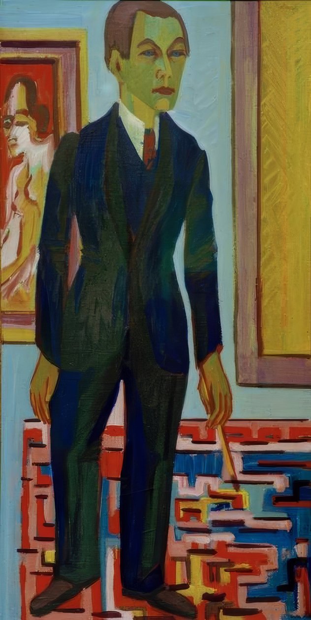 Stående maler. Selvportræt af Ernst Ludwig Kirchner