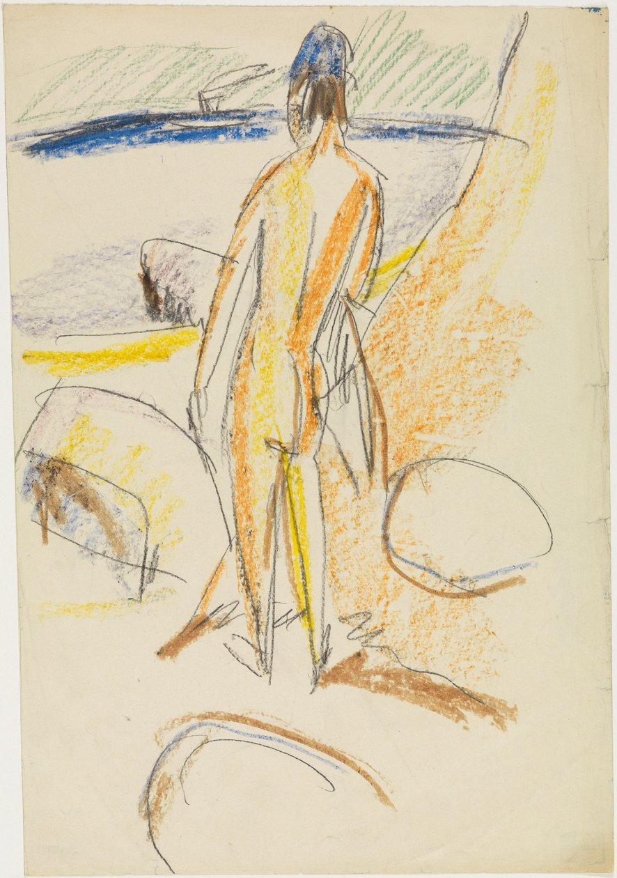 Stående sex bagfra »Ved stenene« (Fehmarn) af Ernst Ludwig Kirchner