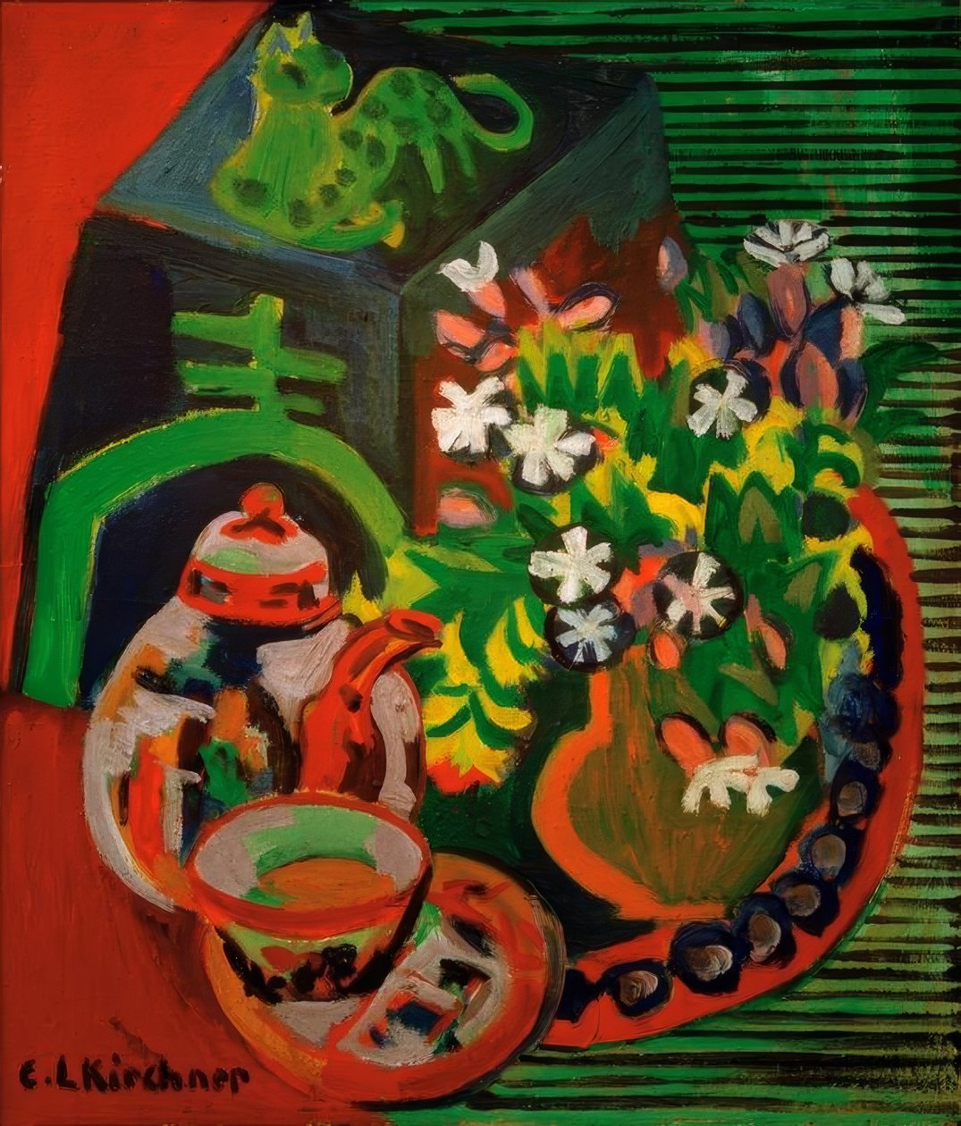 Stilleben med kinesisk porcelæn af Ernst Ludwig Kirchner
