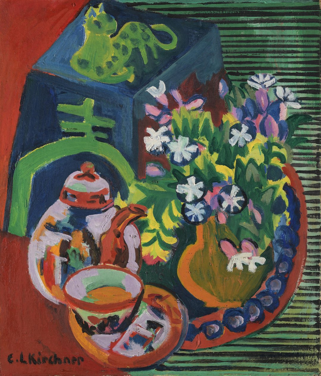 Stilleben med kinesisk porcelæn af Ernst Ludwig Kirchner