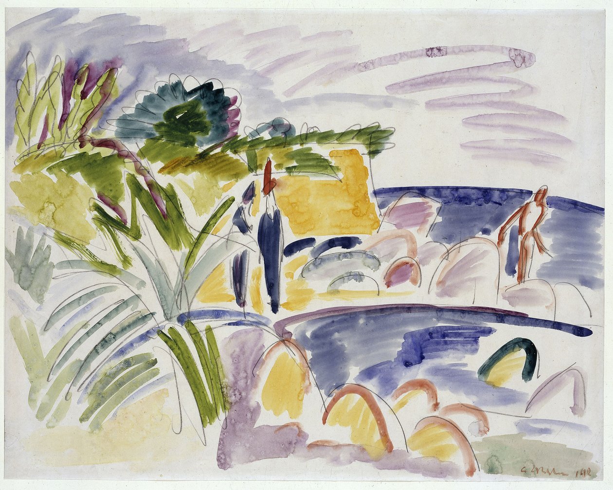 Stranden på Fehmarn af Ernst Ludwig Kirchner