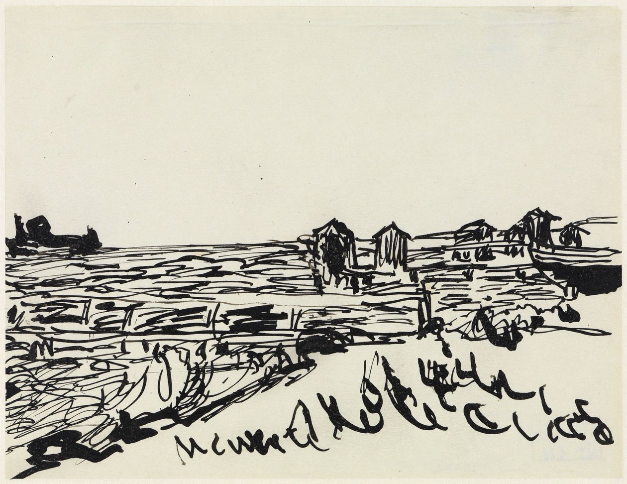 Strand med badevogne af Ernst Ludwig Kirchner
