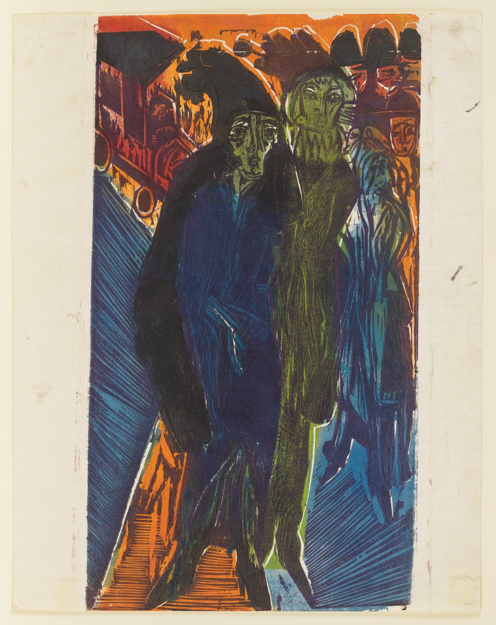Gadescene (efter maleriet »Gadescene« fra 1914) af Ernst Ludwig Kirchner