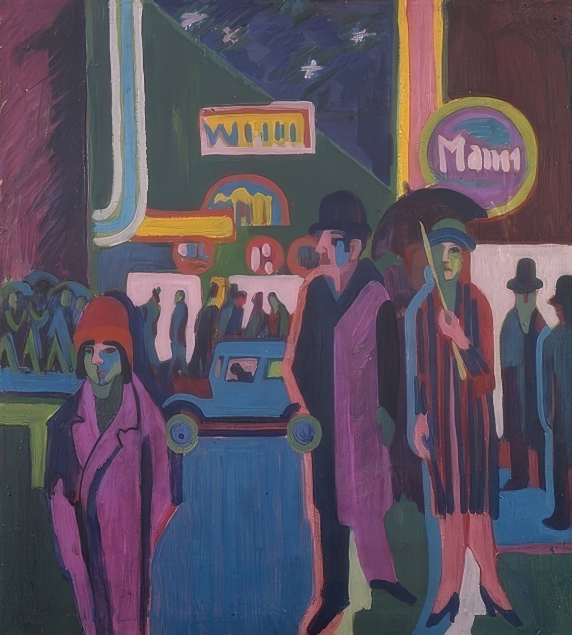 Gadebillede om natten. 1925 af Ernst Ludwig Kirchner