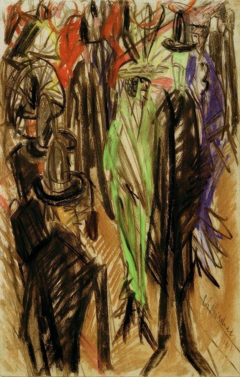 Gadebillede med en grøn dame af Ernst Ludwig Kirchner