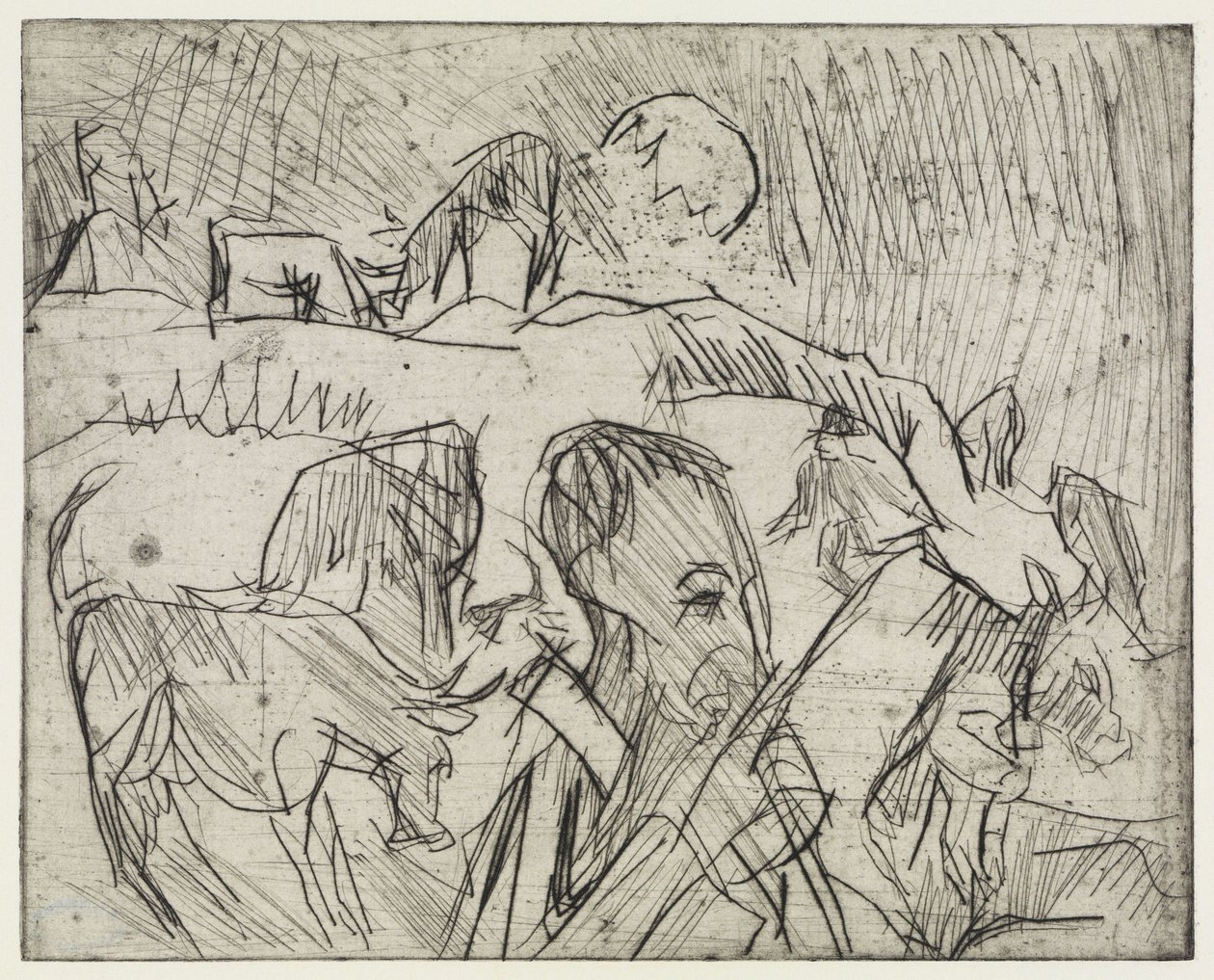 Studie af Mardersteig/ Hyrde med køer på bjerget af Ernst Ludwig Kirchner