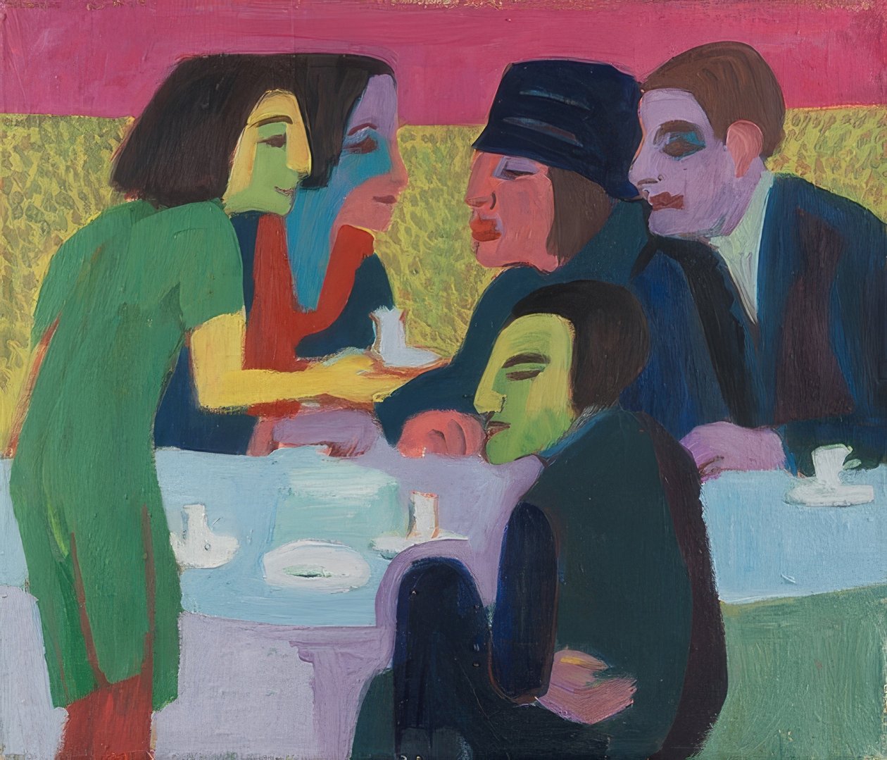 Scene i cafeen. Omkring 1926 af Ernst Ludwig Kirchner