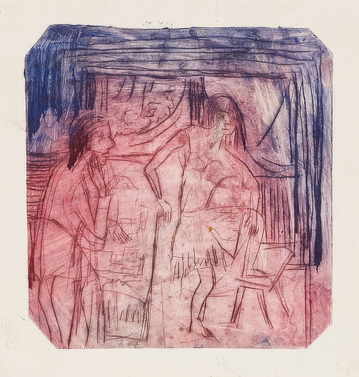 Scene i rummet. 1921 af Ernst Ludwig Kirchner