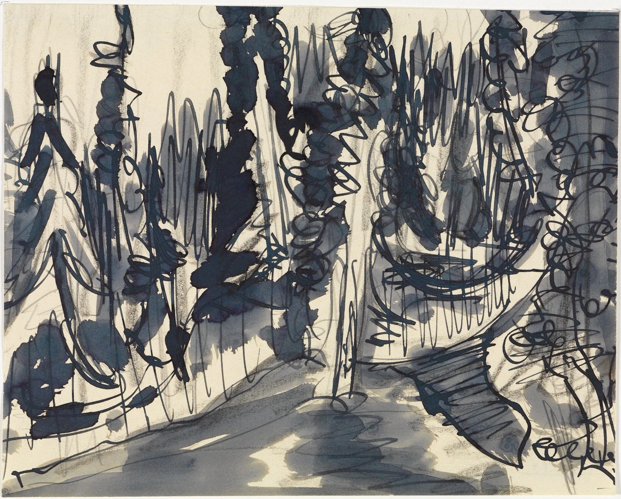 Granskov (studie af bjergskov) af Ernst Ludwig Kirchner