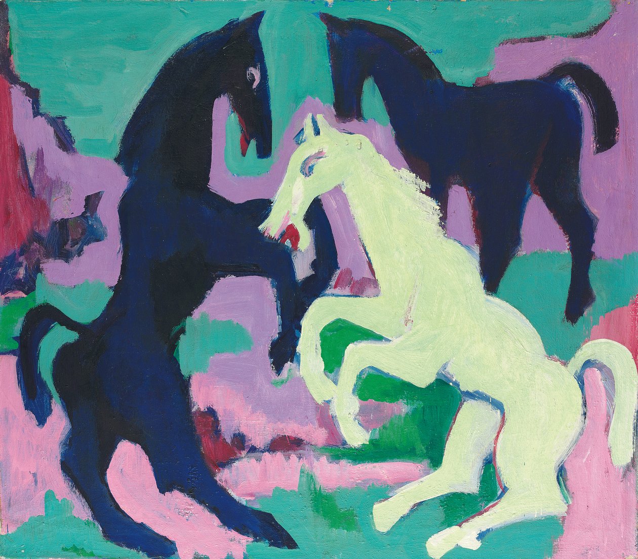 Tre Heste; Tre Heste, ca. 1923 af Ernst Ludwig Kirchner
