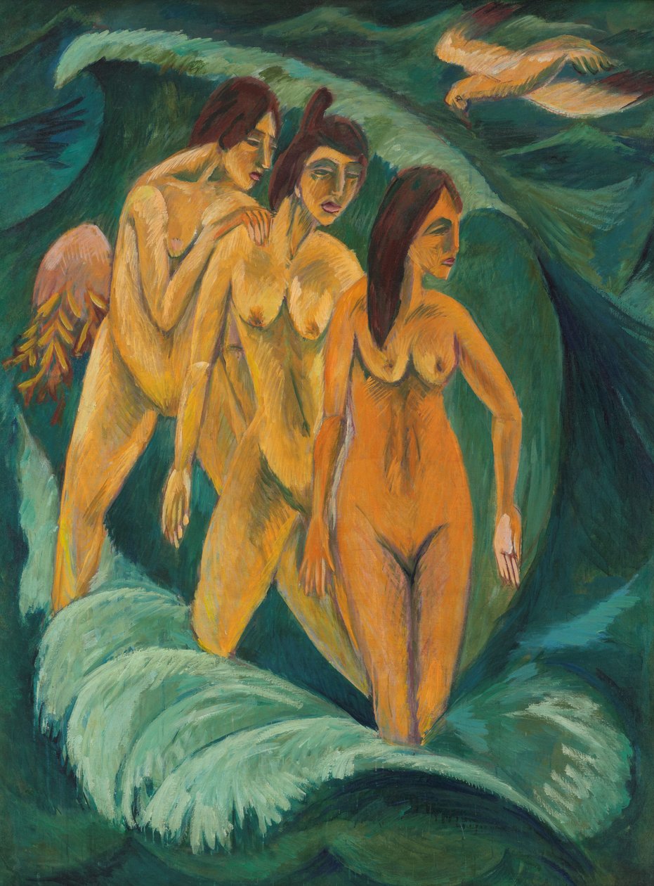 Tre badende, 1913 af Ernst Ludwig Kirchner