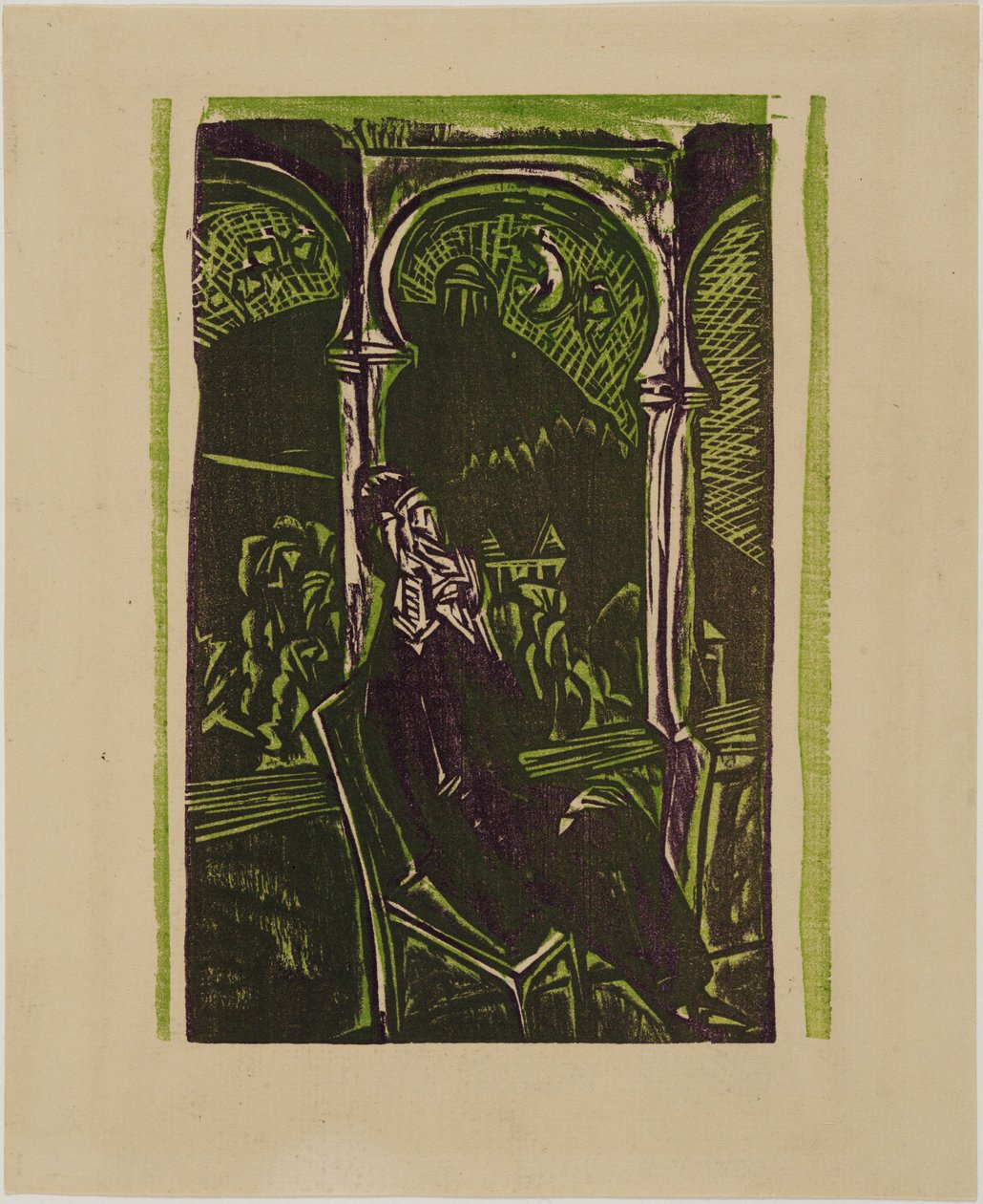 Drømmende mand - Botho Graef siddende på sin balkon, Jena af Ernst Ludwig Kirchner