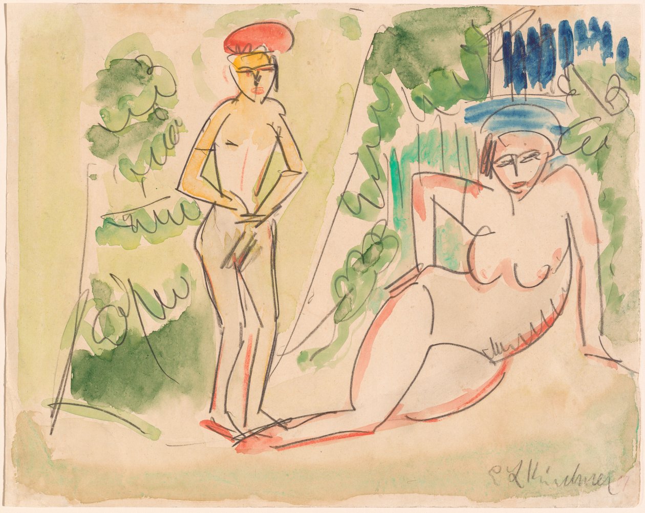 To badere i nærheden af skoven af Ernst Ludwig Kirchner