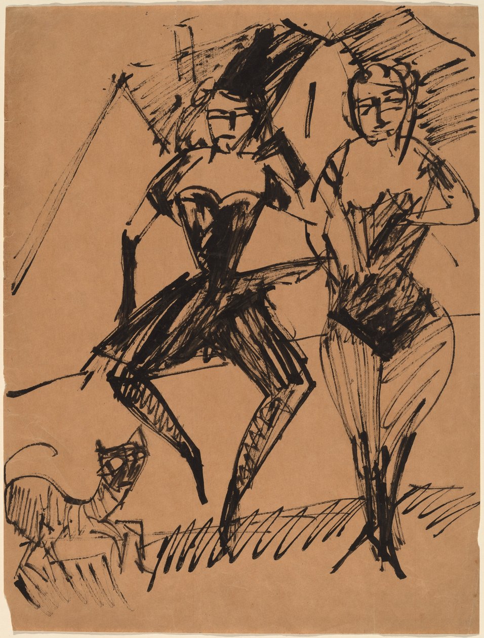 To dansere med en kat af Ernst Ludwig Kirchner