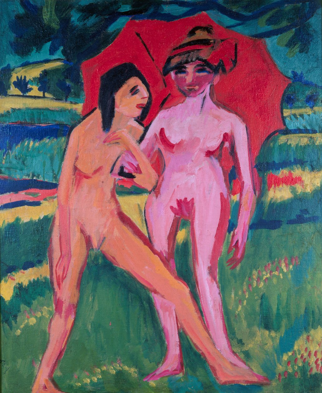 To piger under en paraply af Ernst Ludwig Kirchner